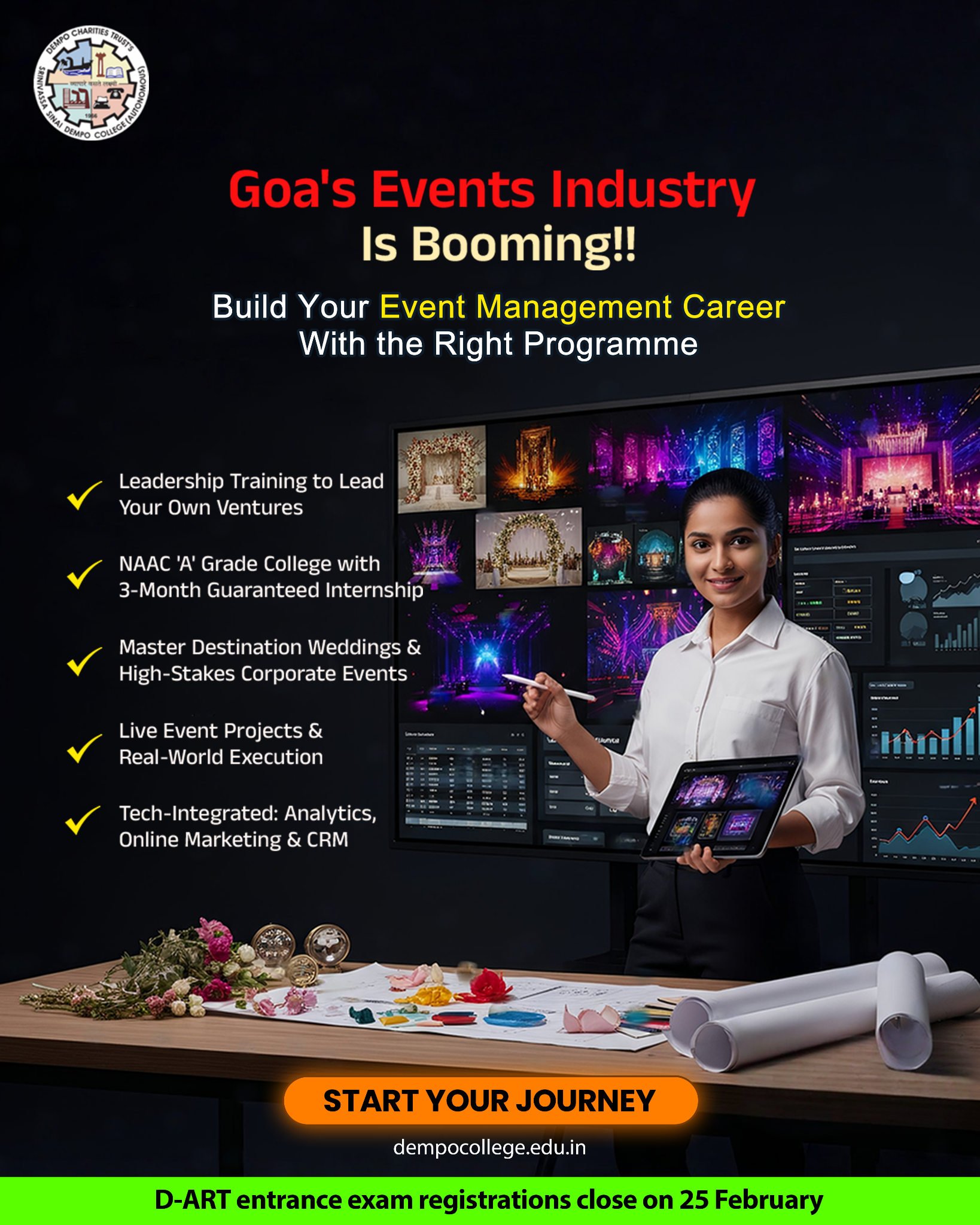 Srinivassa Sinai Dempo College - Autonomous Facebook ad: Master Event Management in 1 Year
