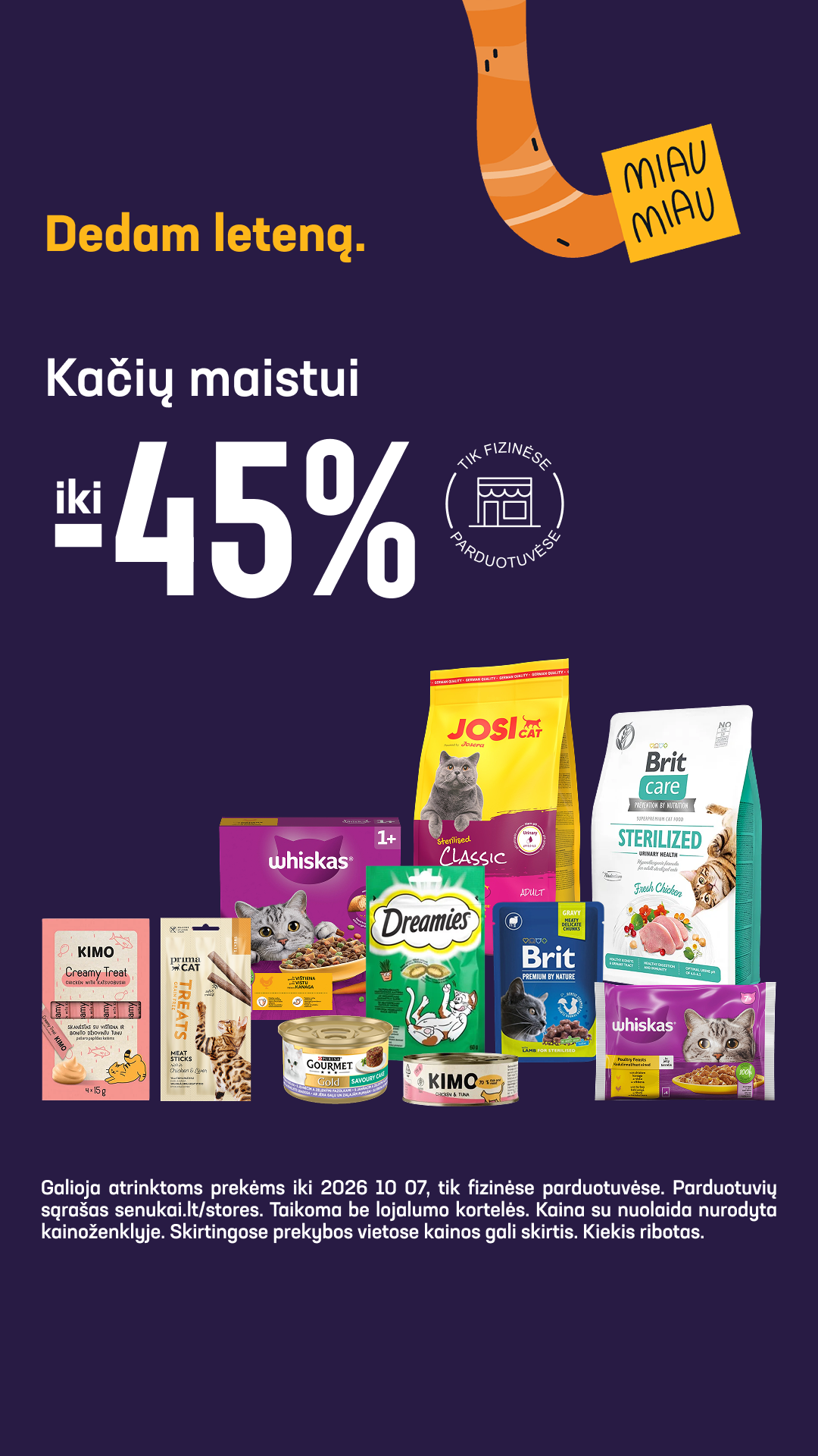Senukai Facebook ad: Kačių maistui iki -45 %