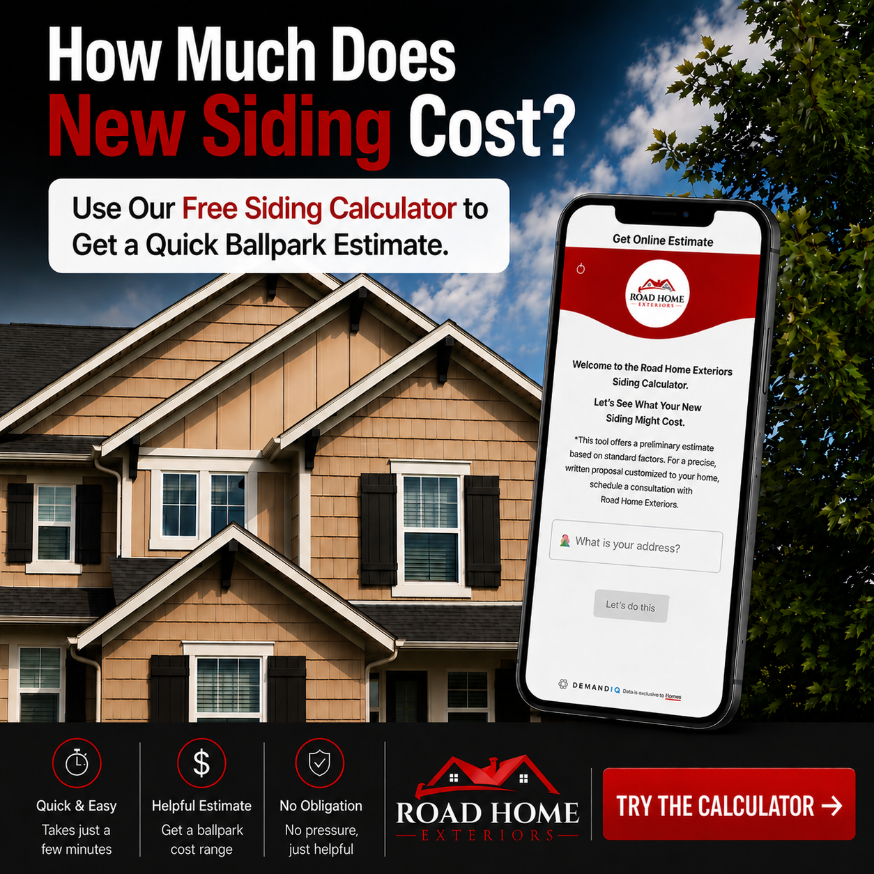 Road Home Exteriors Facebook ad: How Much Does New Siding Cost?