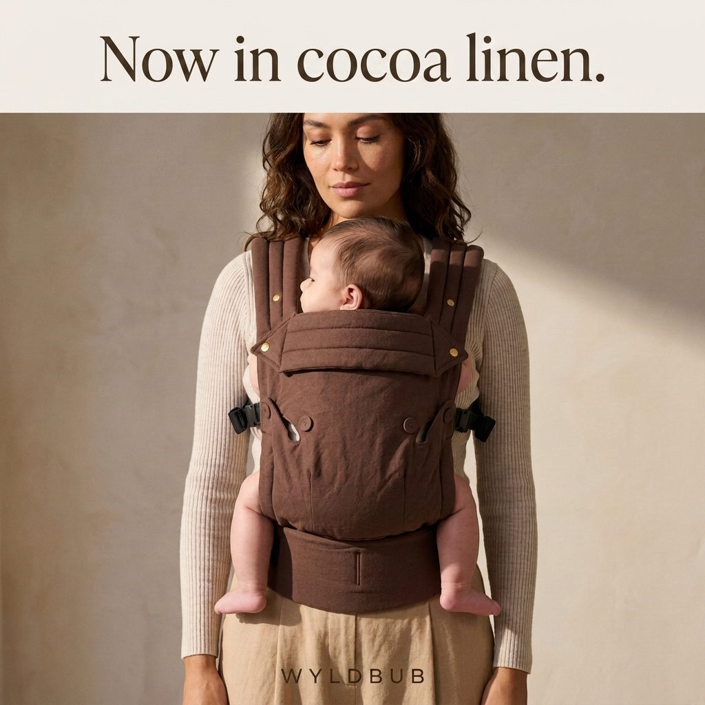 Wyld Bub Facebook ad: Now in cocoa linen.