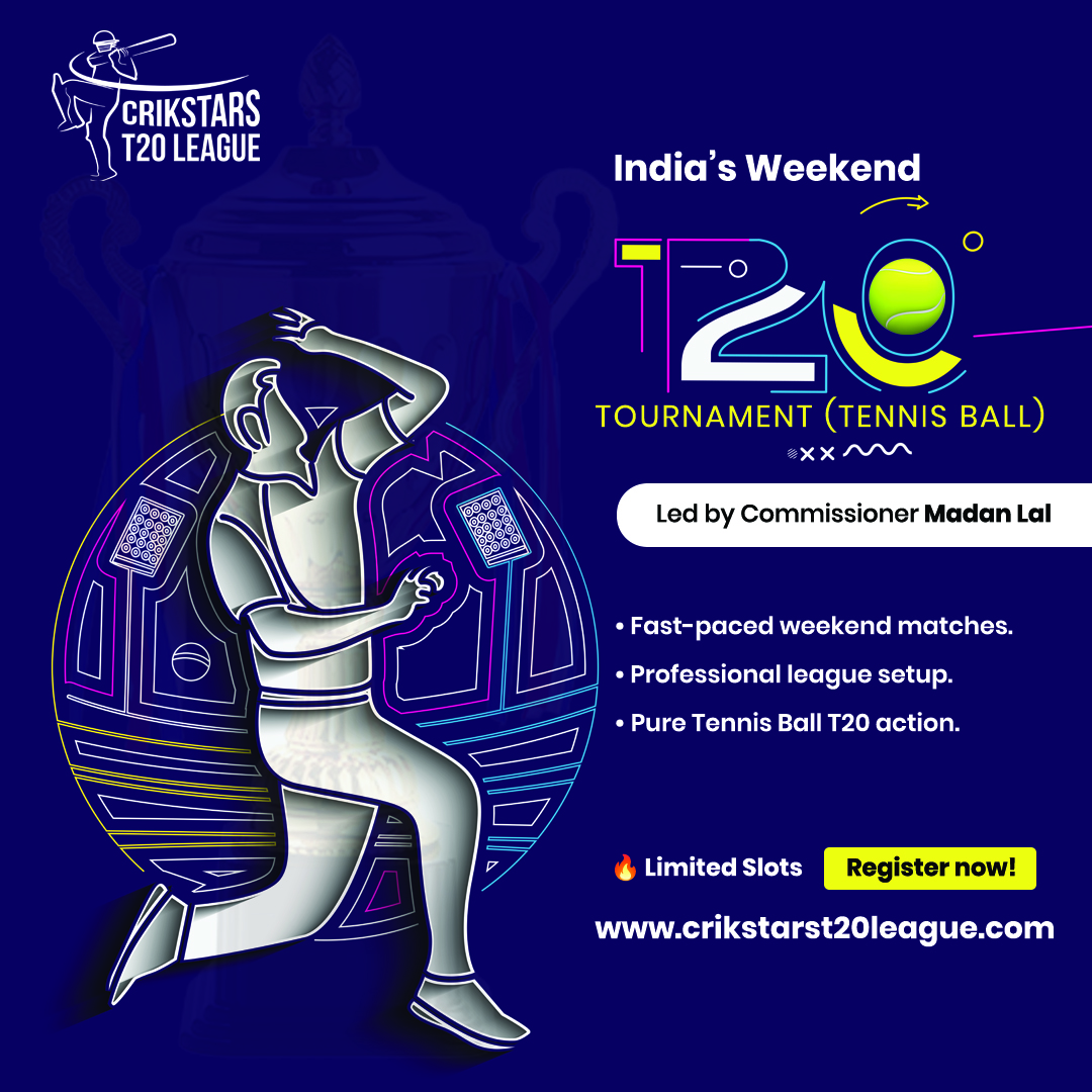 Crikstars T20 League Facebook ad: India’s Weekend T20 Tournament (Tennis Ball)