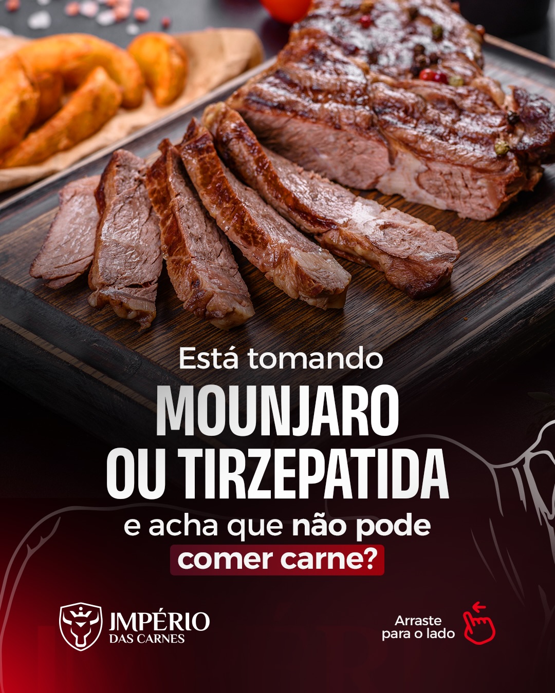 Império das Carnes Facebook ad: Quem usa Mounjaro ou Tirzepatida pode comer carne?