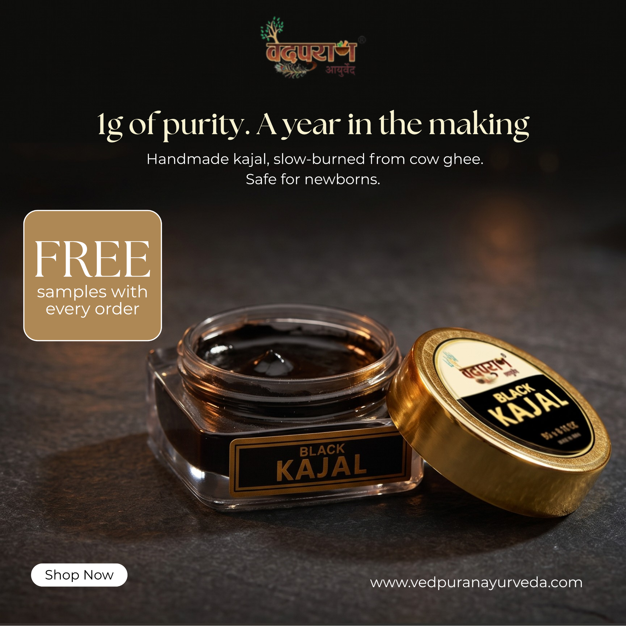 Vedpuran ayurveda Facebook ad: Pure Ayurvedic Kajal Craft