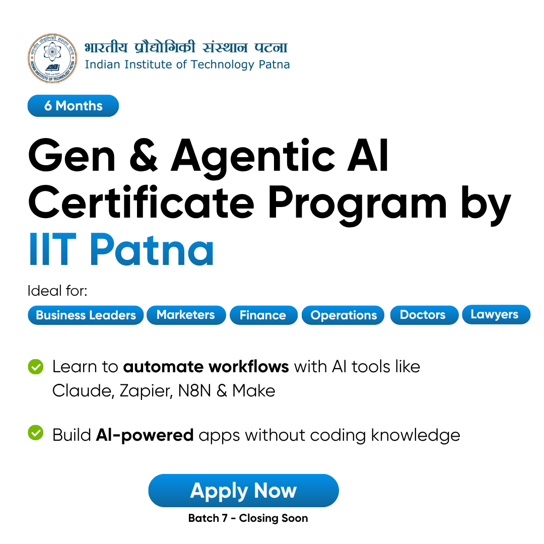 Generative AI Certificate Program by IIT Patna Facebook ad: IIT Certification in Generative AI