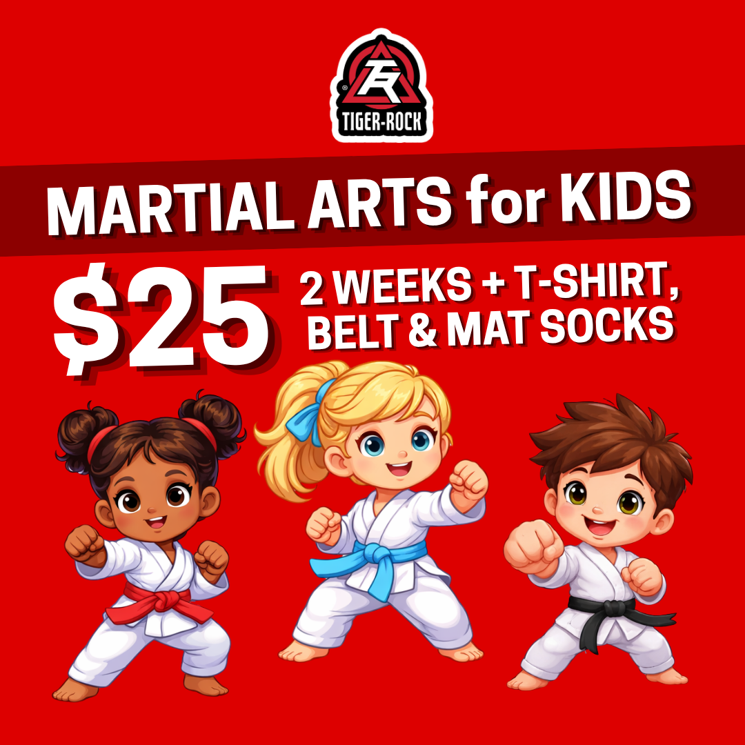 Tiger Rock Martial Arts of Evans Facebook ad: Confidence Starts Here, 2 Weeks + FREE Gear for $25!