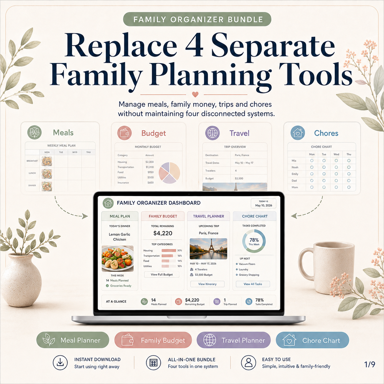 Family Organiser Kit Facebook ad: If your family runs on four different apps…