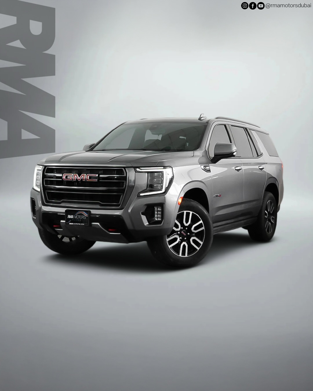 RMA Motors Dubai Facebook ad: 2021 GMC Yukon AT4 / Full-Service History