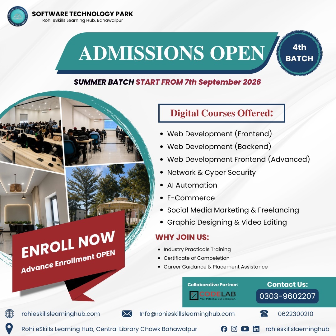 Rohi e Skills Learning Hub Facebook ad: Learn Today. Earn Tomorrow.