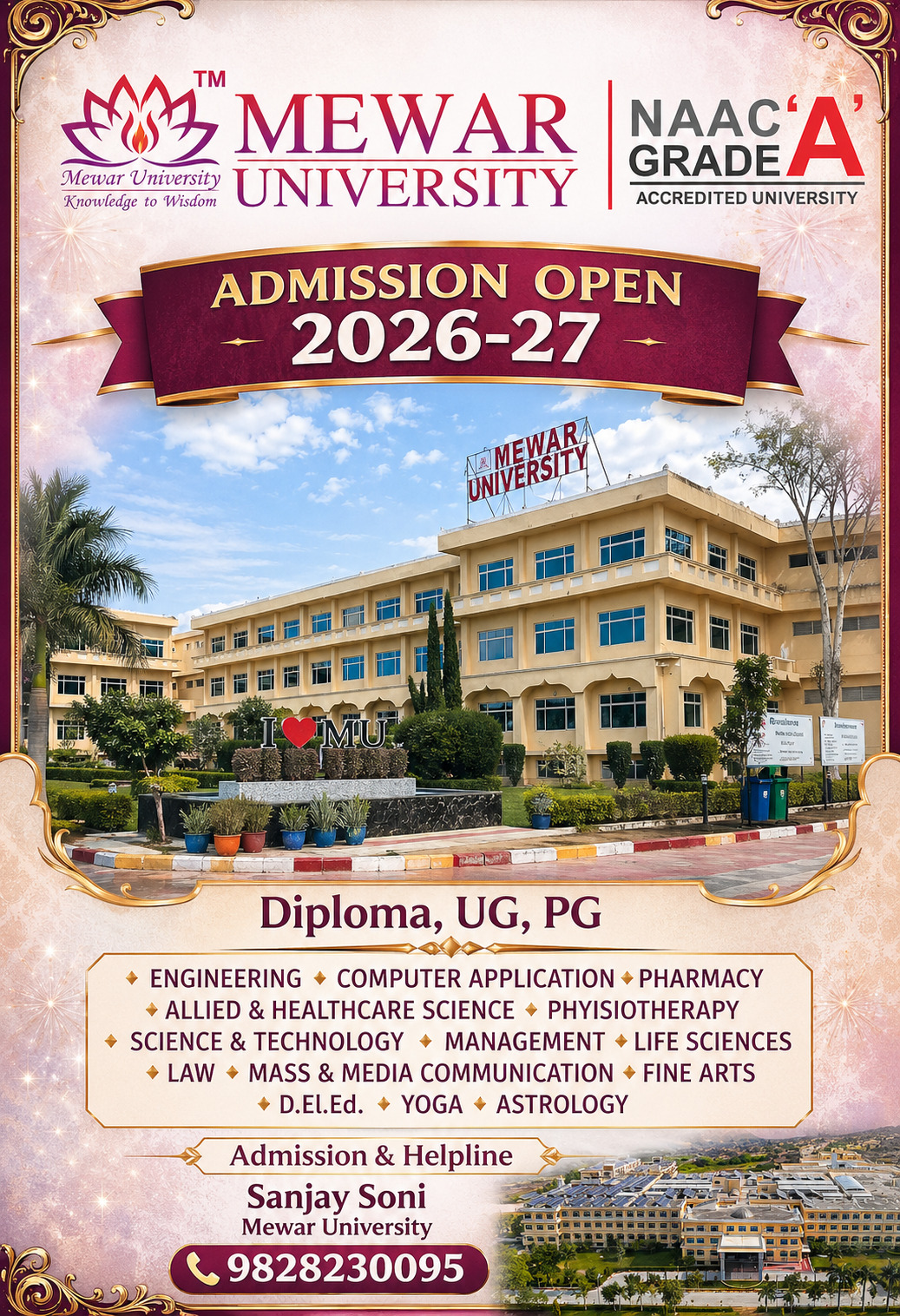 Mewar University Facebook ad: Rajasthan का भरोसेमंद नाम, Mewar University में Admission…