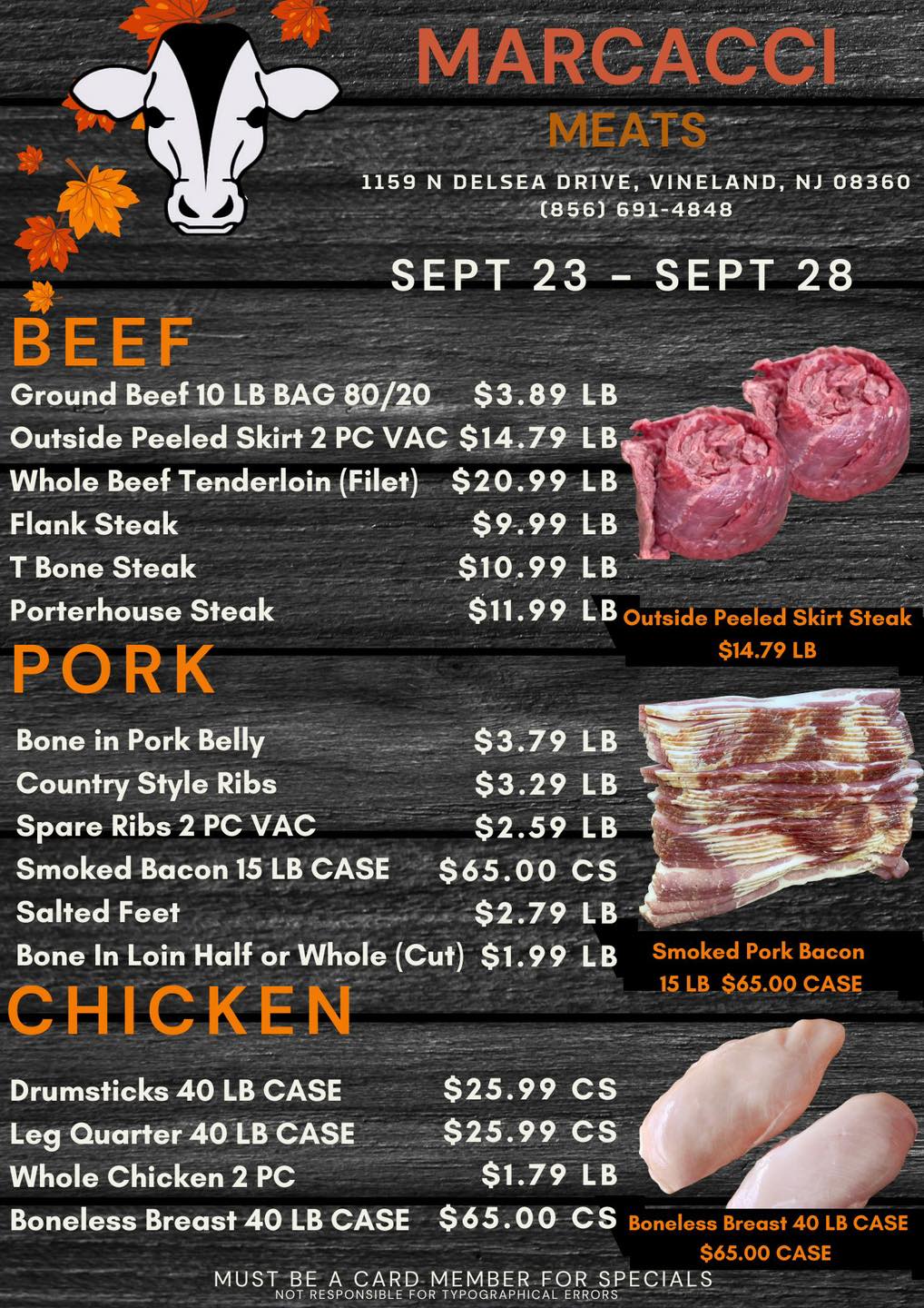 Marcacci Meats Facebook ad: Weekly Specials | Sept 23 - Sept 28…