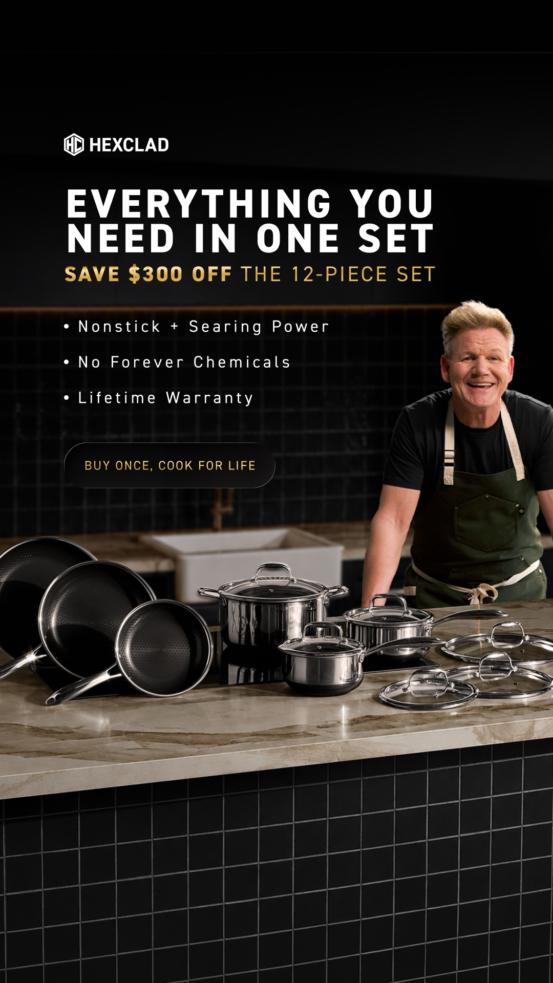 Gordon Ramsay Facebook ad: Invest Once. Cook for Life.
