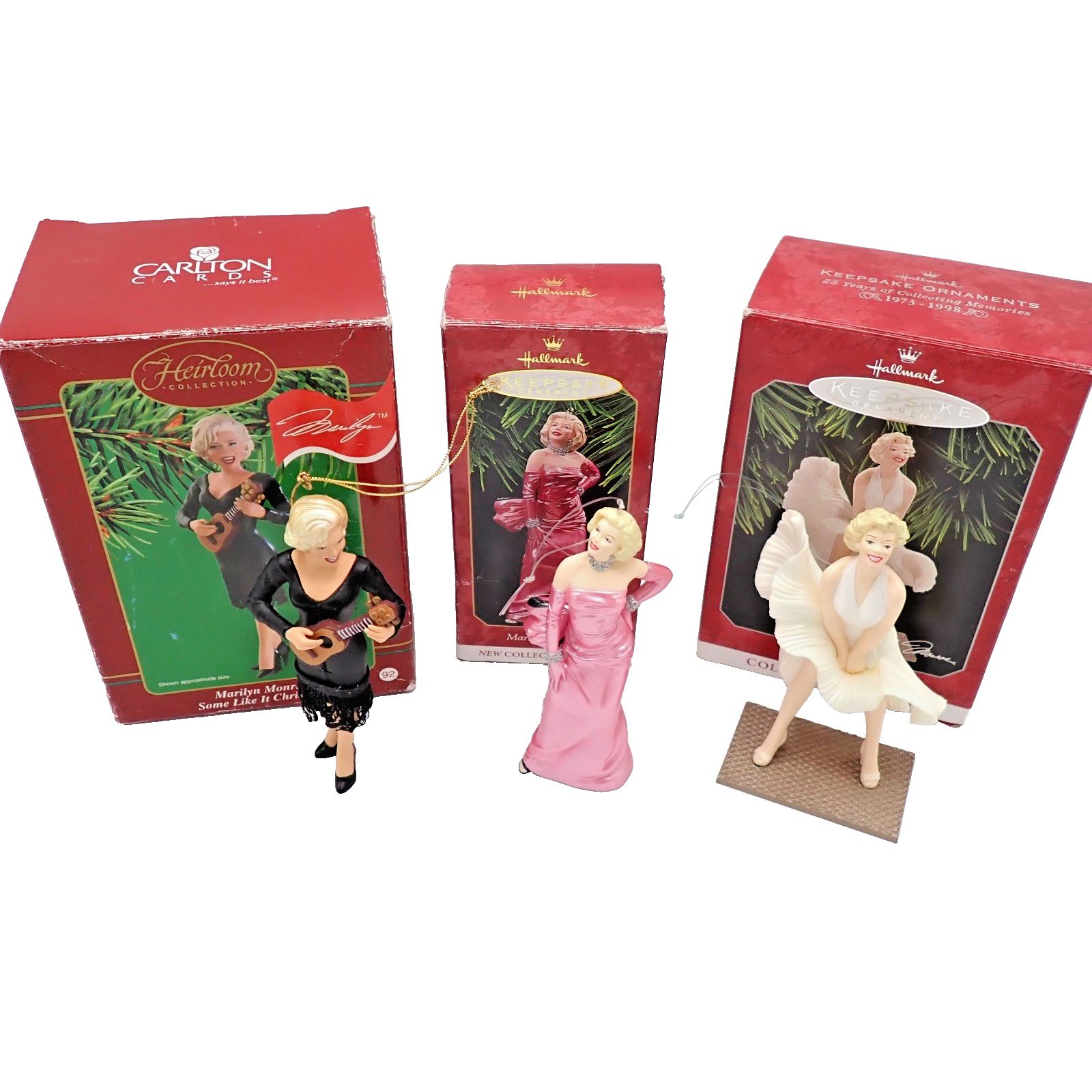 Gary DeGregorio Facebook ad: Hallmark Keepsake Carlton Marilyn Monroe Ornament 3pc Set…