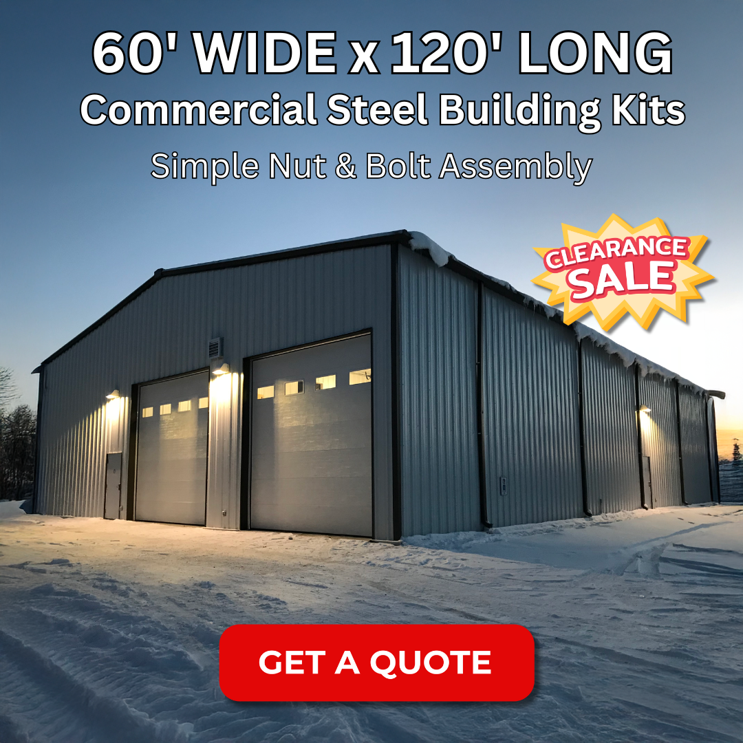 Steel Building Deals Facebook ad: Clearance pricing