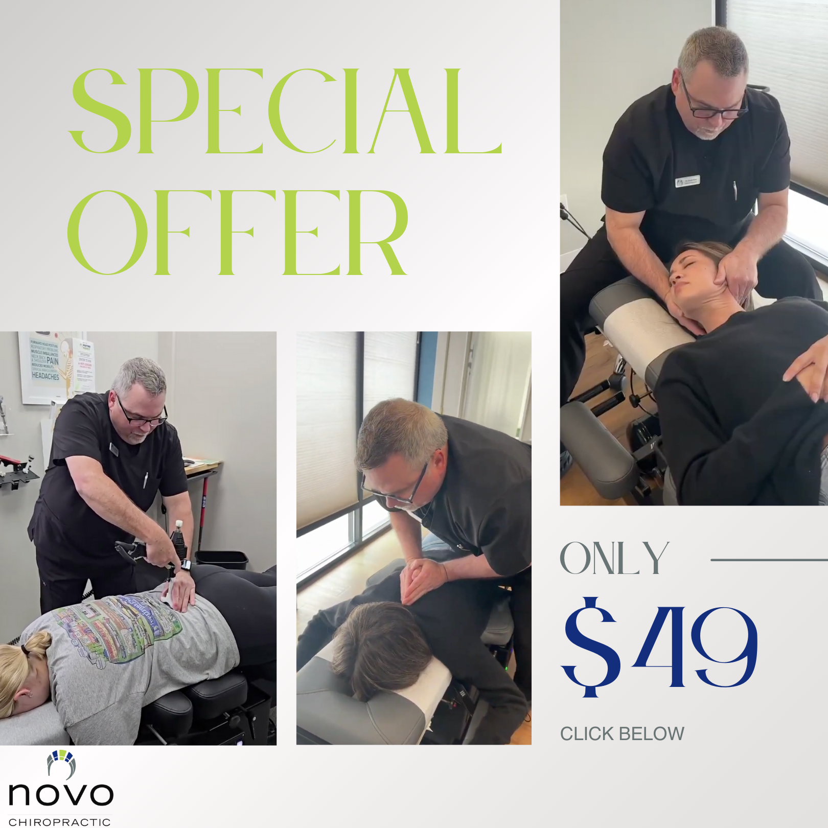 Novo Chiropractic Sports & Wellness Center Facebook ad: Start your Well-being Journey with Us!
