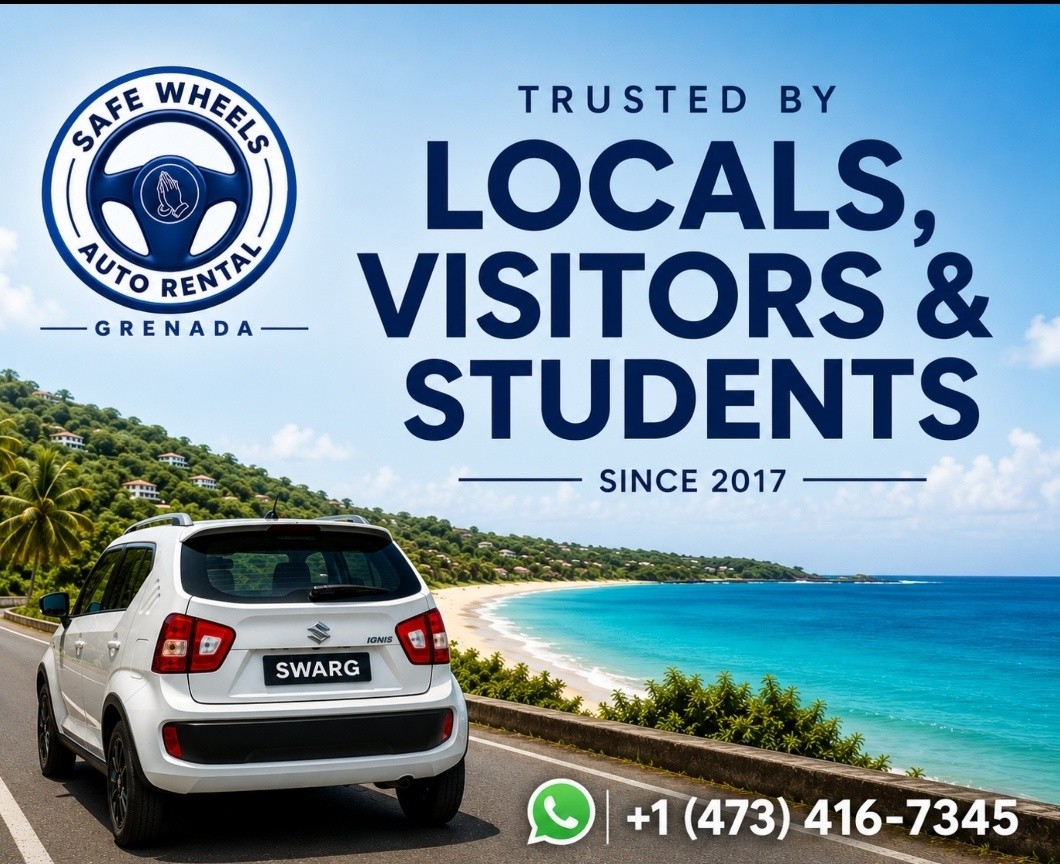 Safe Wheels Auto Rental, Grenada. Facebook ad: Your next ride is just a message away.