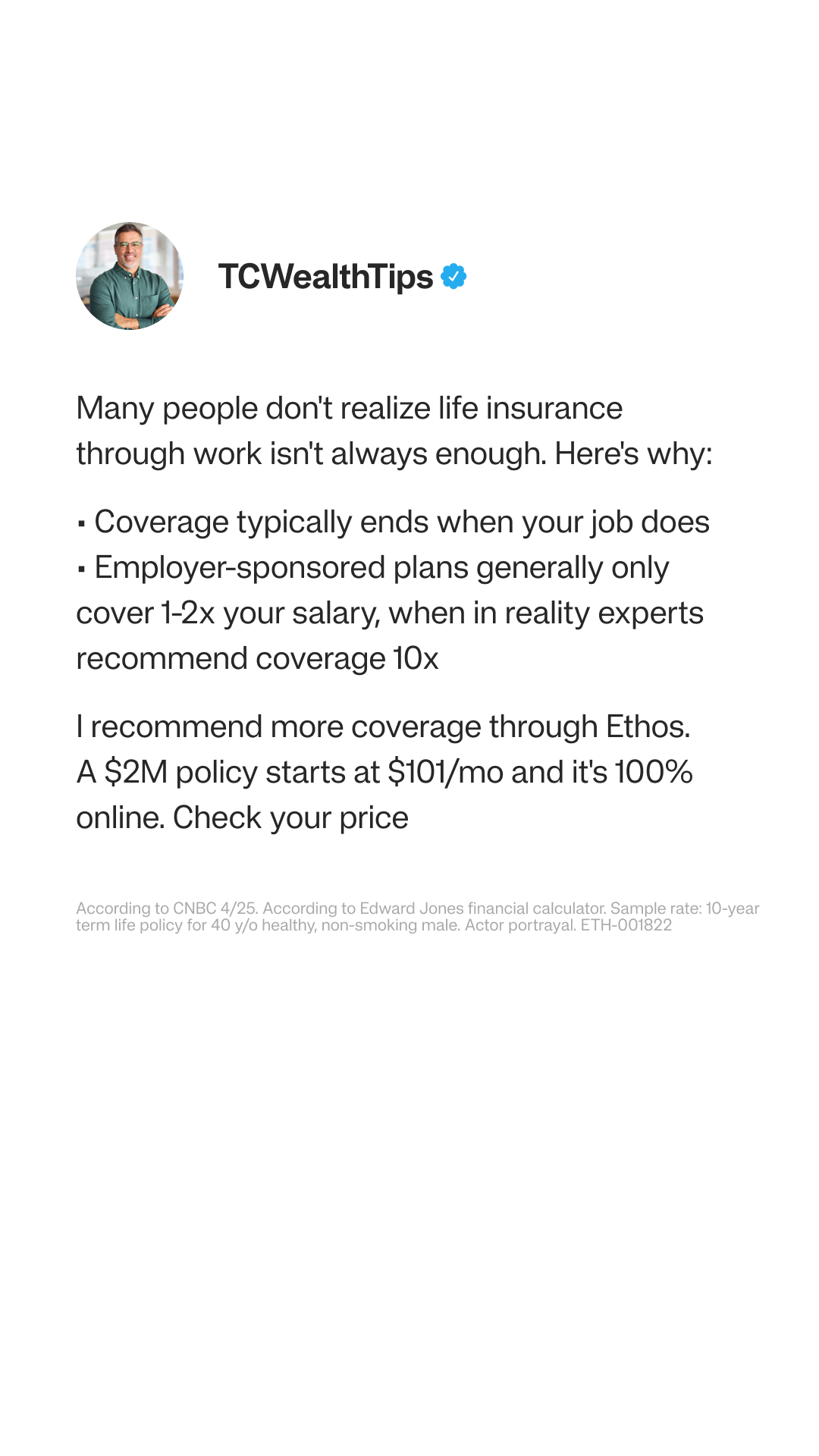 Ethos Facebook ad