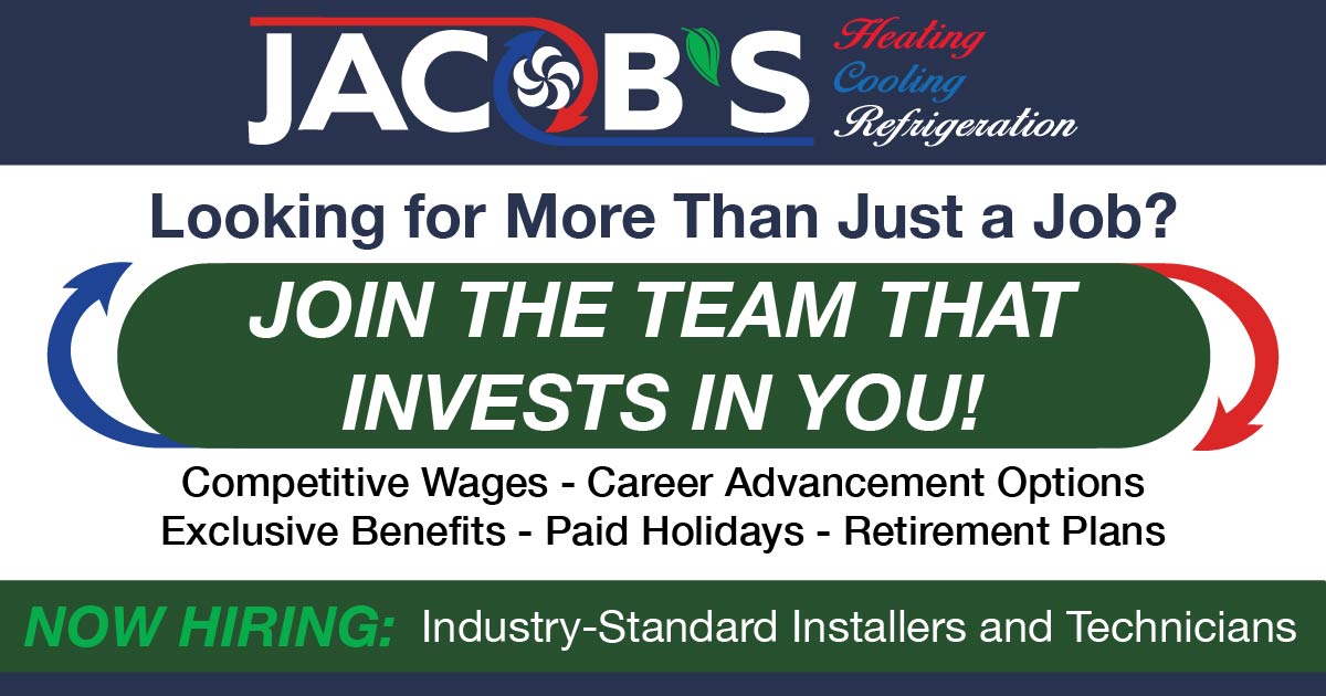 Jacob's HVACR, LLC. Facebook ad: Join the Jacob’s HVAC/R Team
