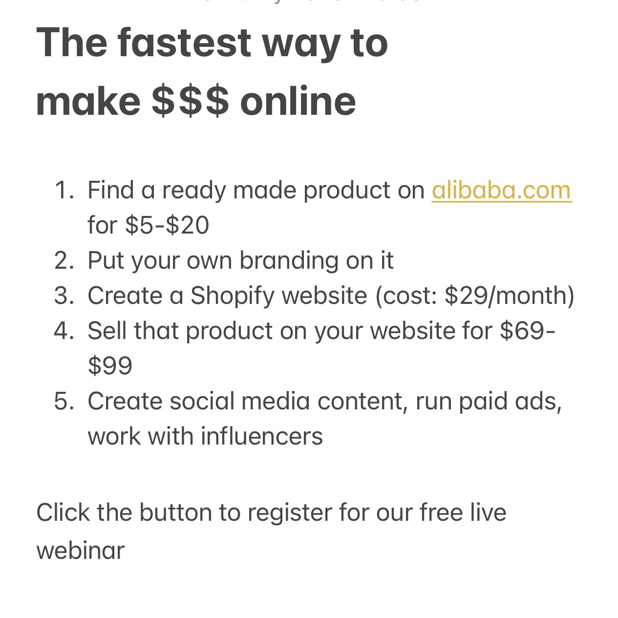 Make It Happen Facebook ad: Free Business Webinar