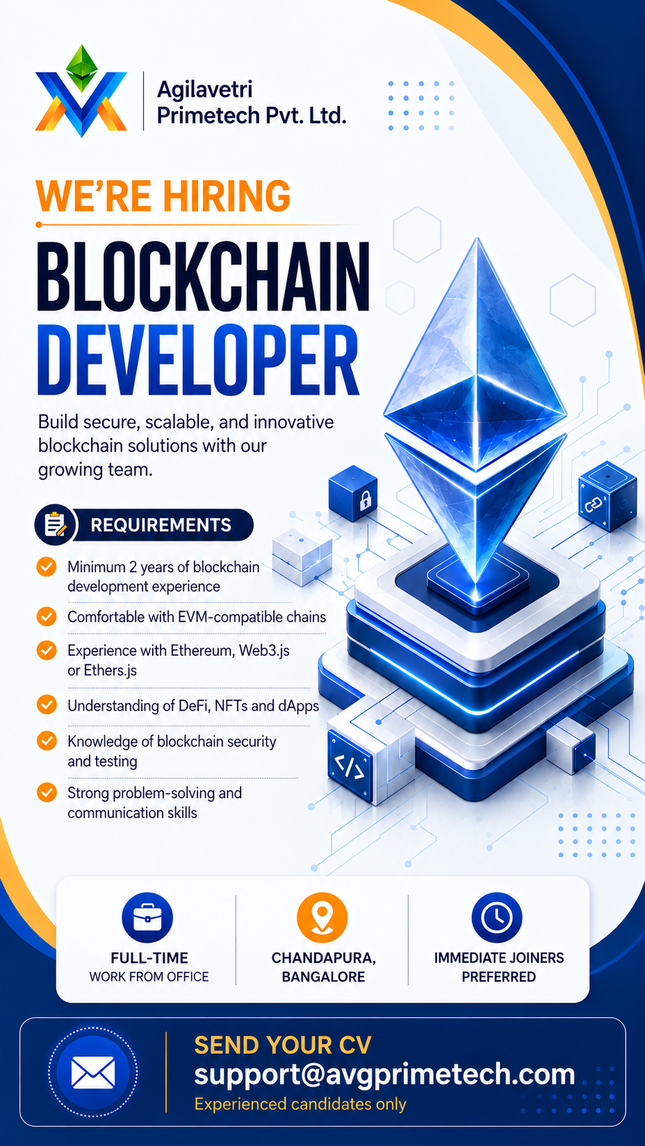 Almanzar Digital Facebook ad: Hiring Blockchain Developer | 2+ Years Experience