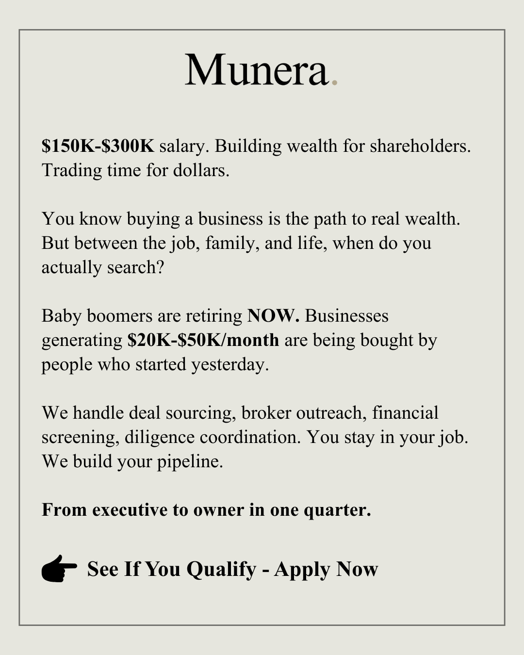 Munera Ventures Facebook ad