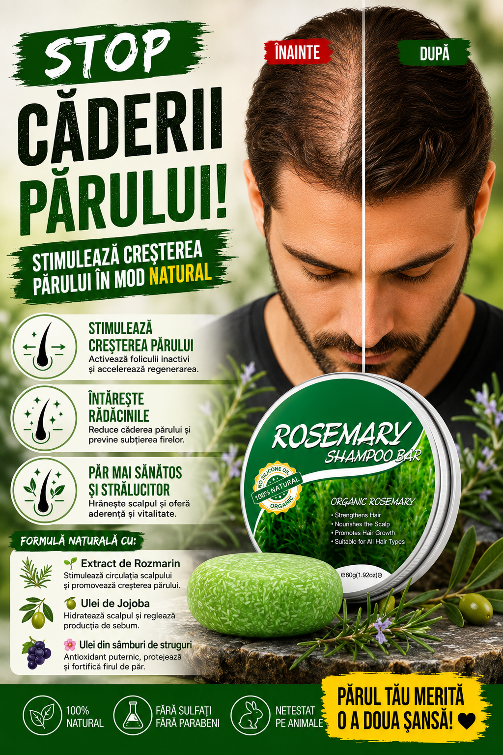 Kordan Store Facebook ad: SAMPONUL SOLID CU ROZMARIN ESTE AICI