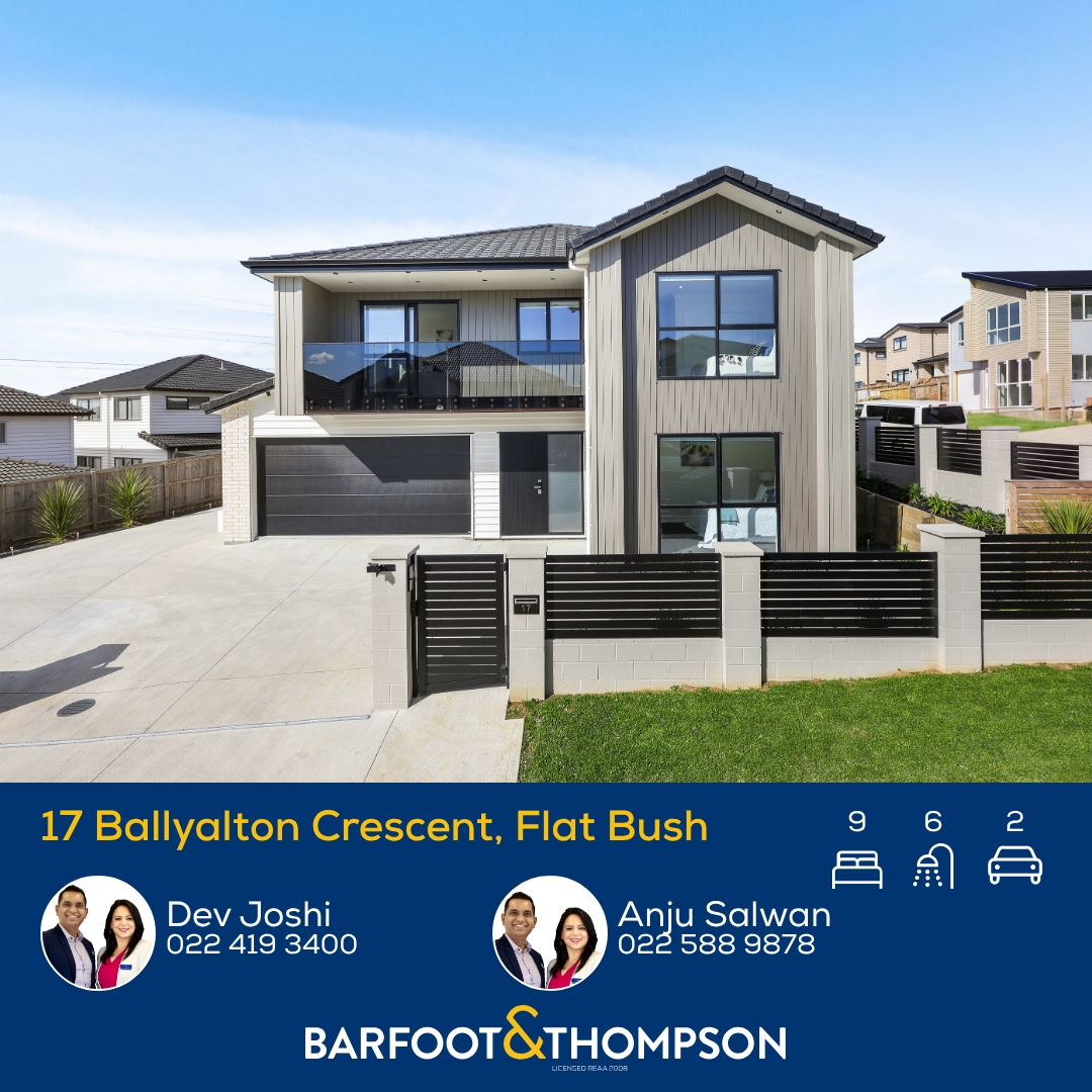 Team DNA- Dev & Anju at Barfoot & Thompson, Licensed Agents Under REAA 2008 Facebook ad: 17 Ballyalton Crescent, Flat Bush