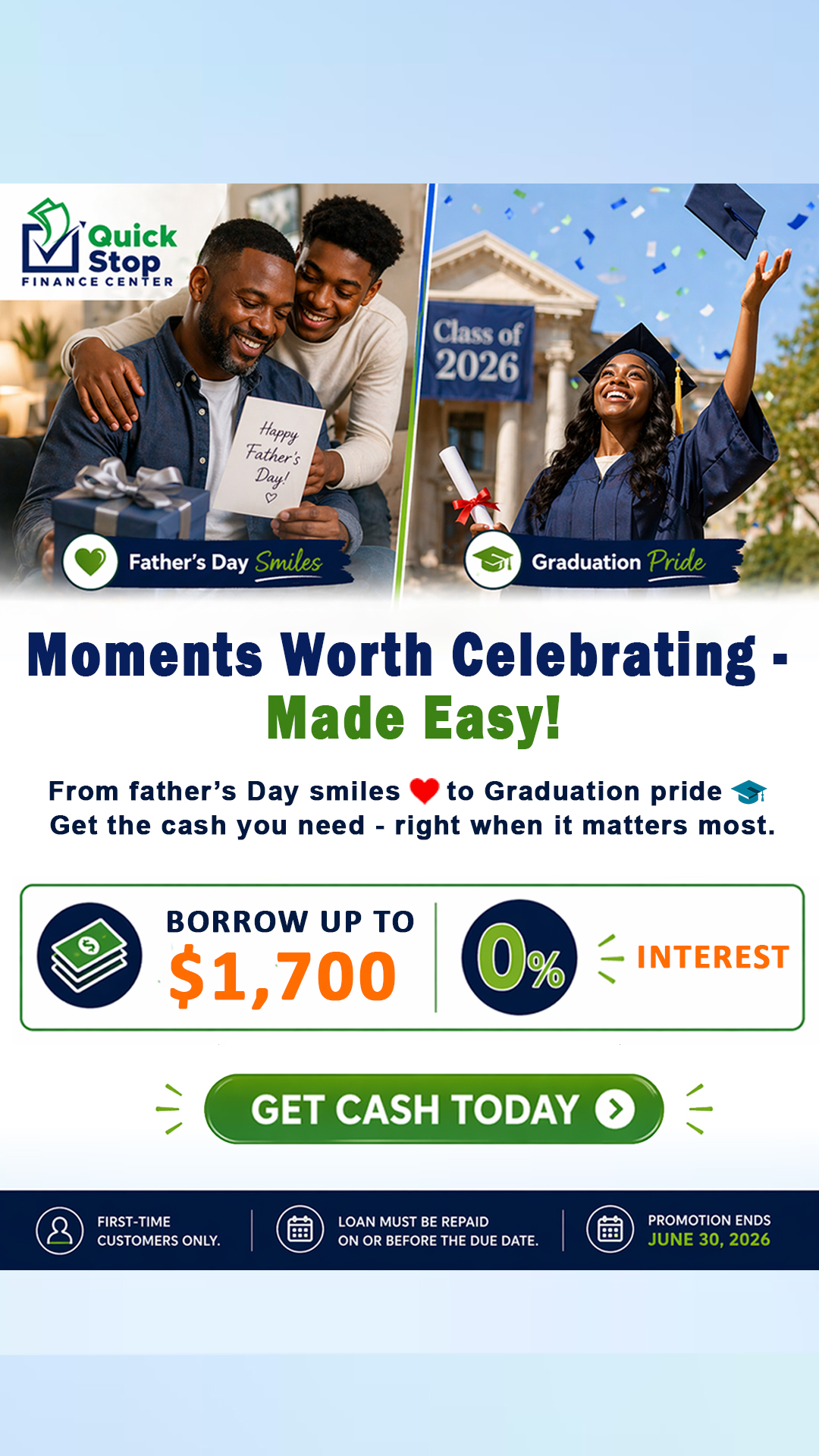 Quickstop Finance Center Facebook ad