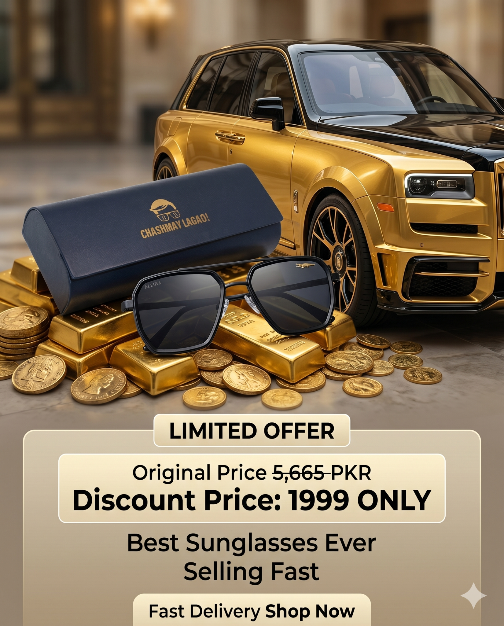 Chashmay Lagao Facebook ad: Luxury Sunglasses, Only 1,999 PKR