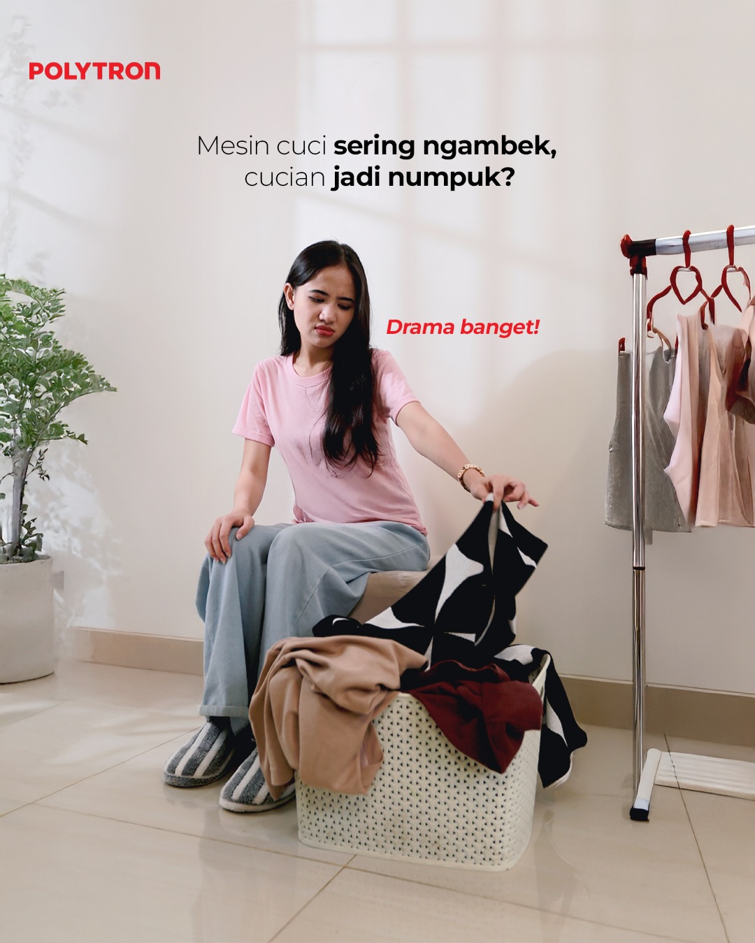 Polytron Homes Facebook ad: Setuju gak, rasanya capek banget kalau mesin cuci…
