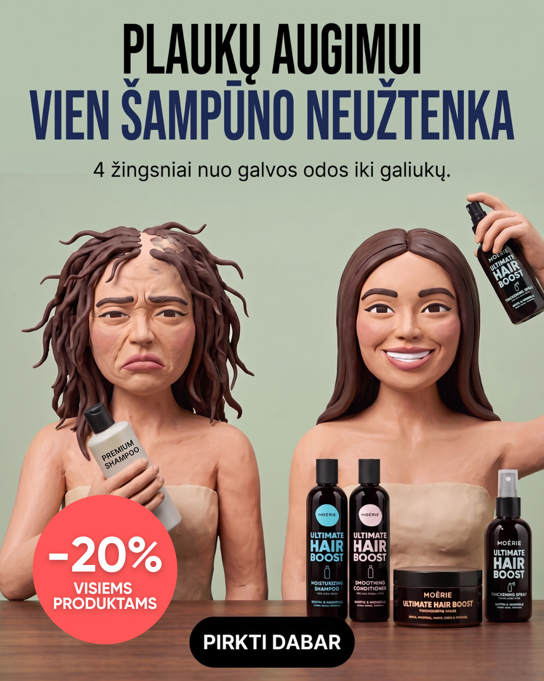 Moérie Beauty Facebook ad: -20% Visiems Produktams