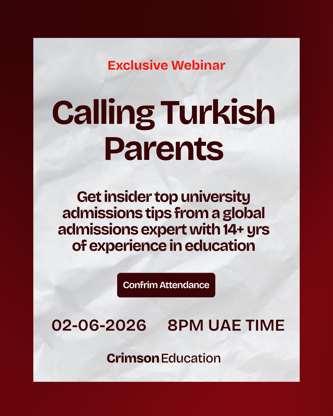 Crimson Education Facebook ad