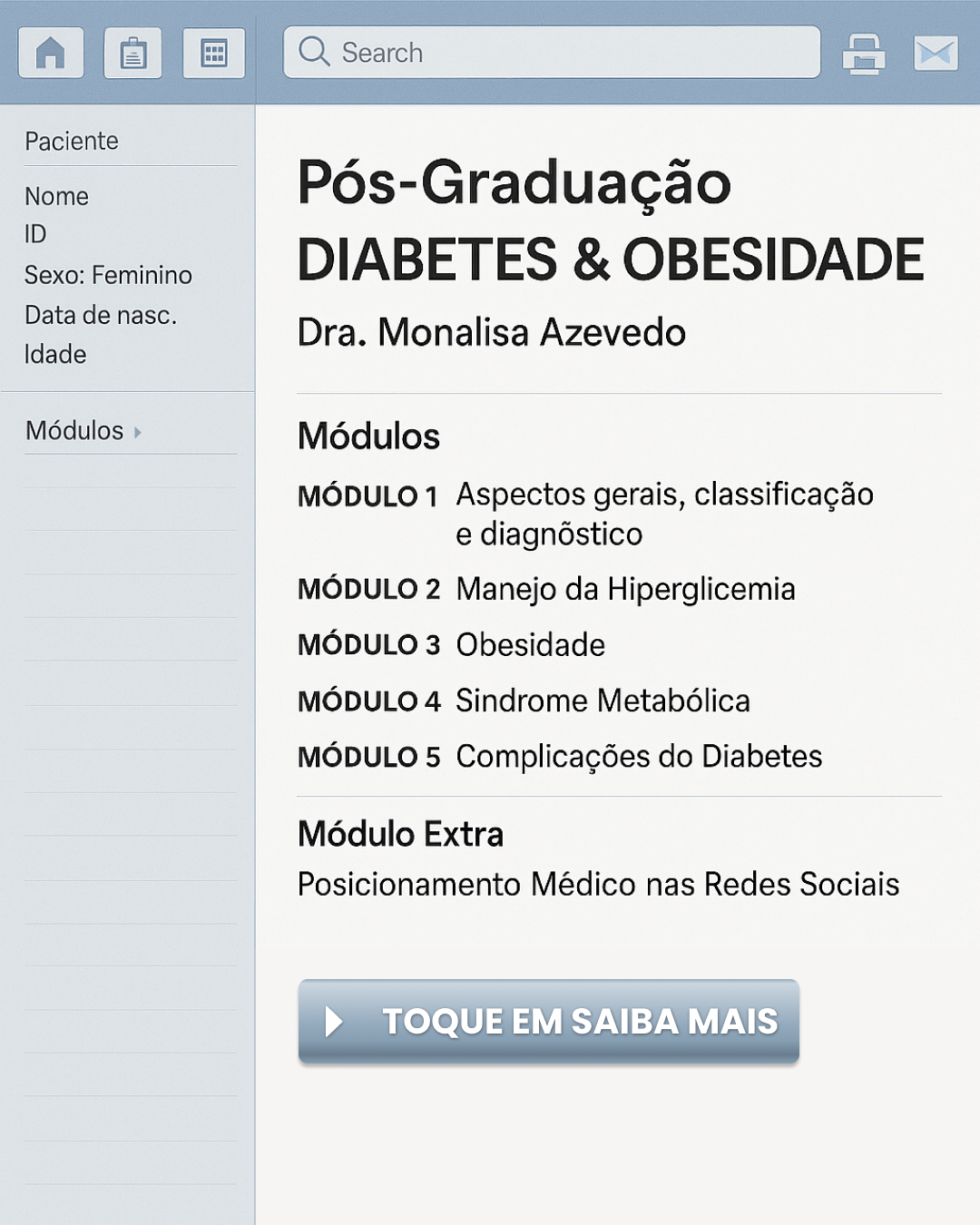 Monalisaendo Facebook ad: Pós em Diabetes e Obesidade