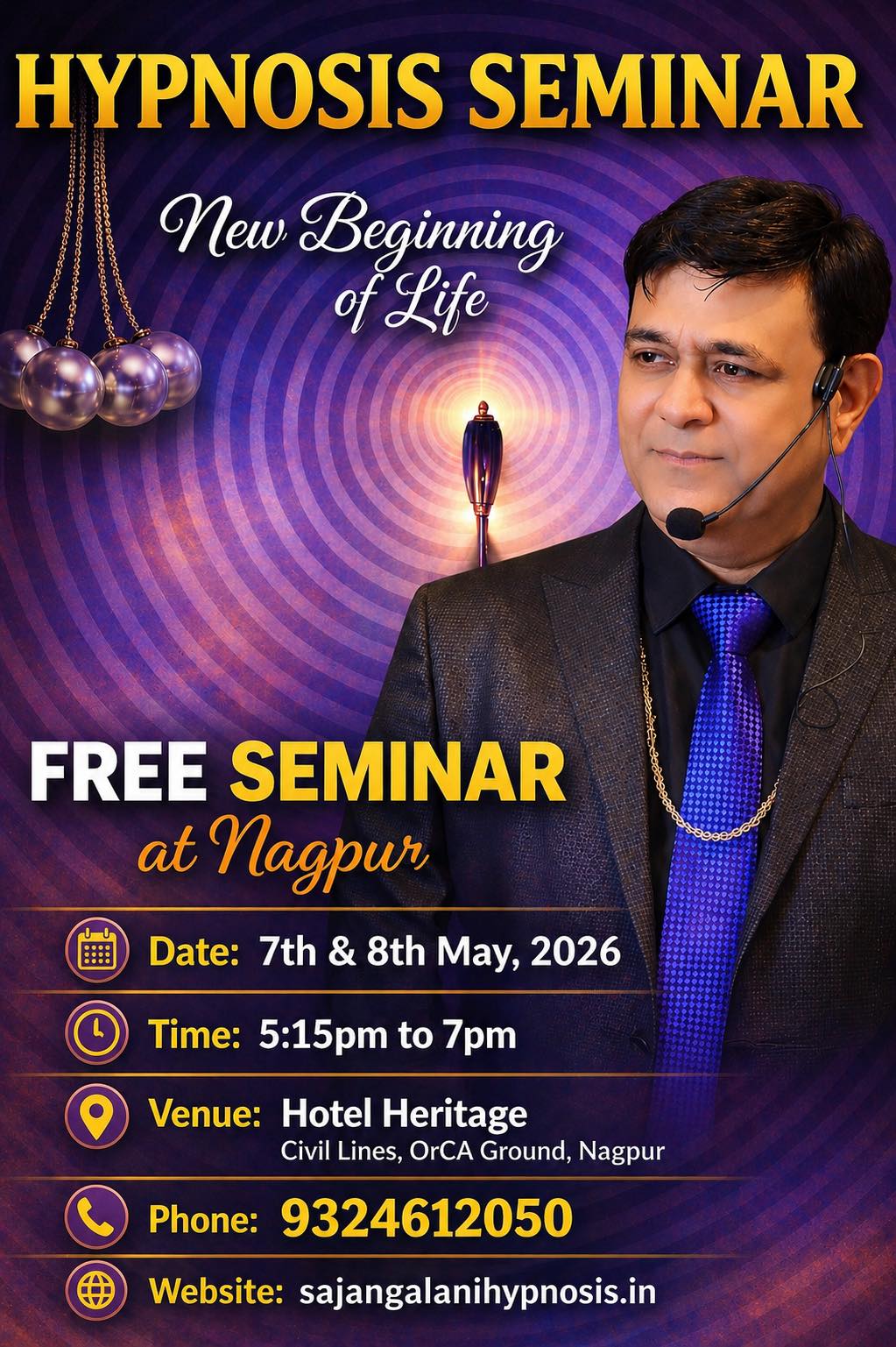 Sajan Galani Hypnosis Trainer Facebook ad: MANIFEST YOUR DREAM LIFE THROUGH HYPNOSIS