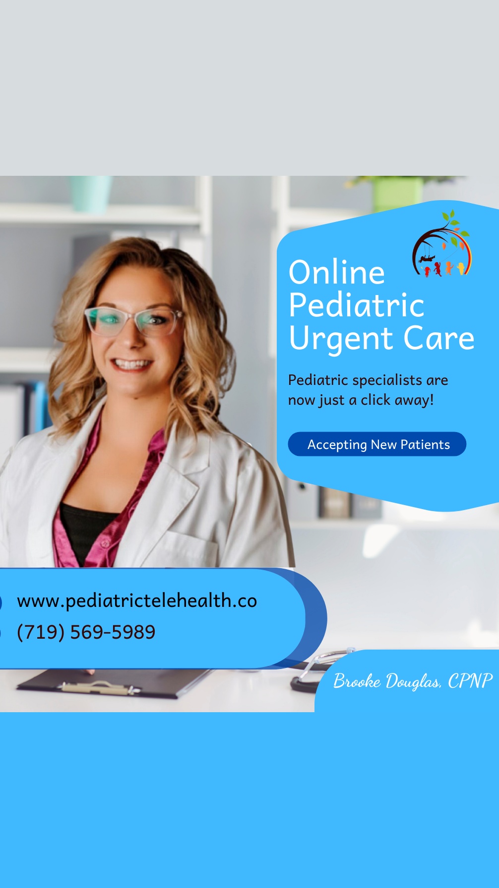 Pediatric Telehealth of Colorado Facebook ad: Care at Your Fingertips