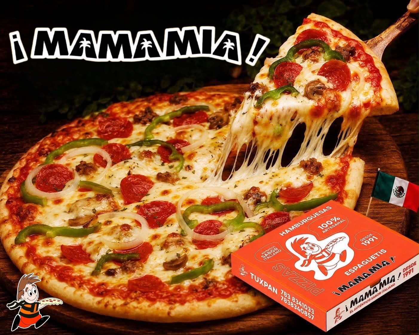 Mama Mia Pizzas Coatzintla Poza Rica Facebook ad: ¡EL ANTOJO YA NO TIENE ESCAPE!