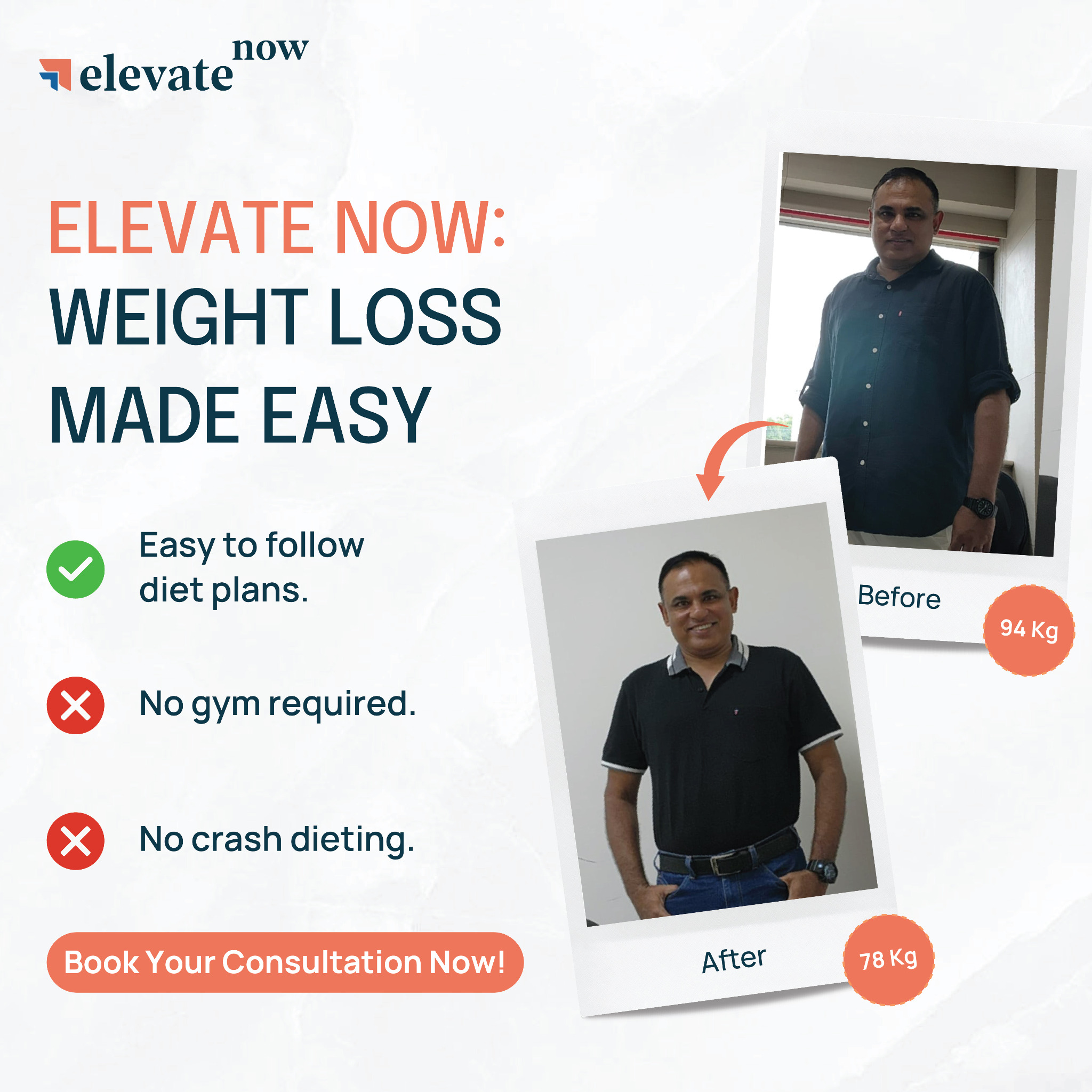 Elevate Now Facebook ad: 25000+ happy customers.