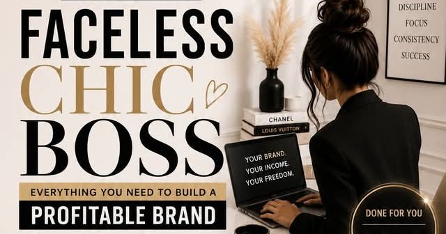 Faceless Chic Boss Facebook ad: Build a profitable brand.