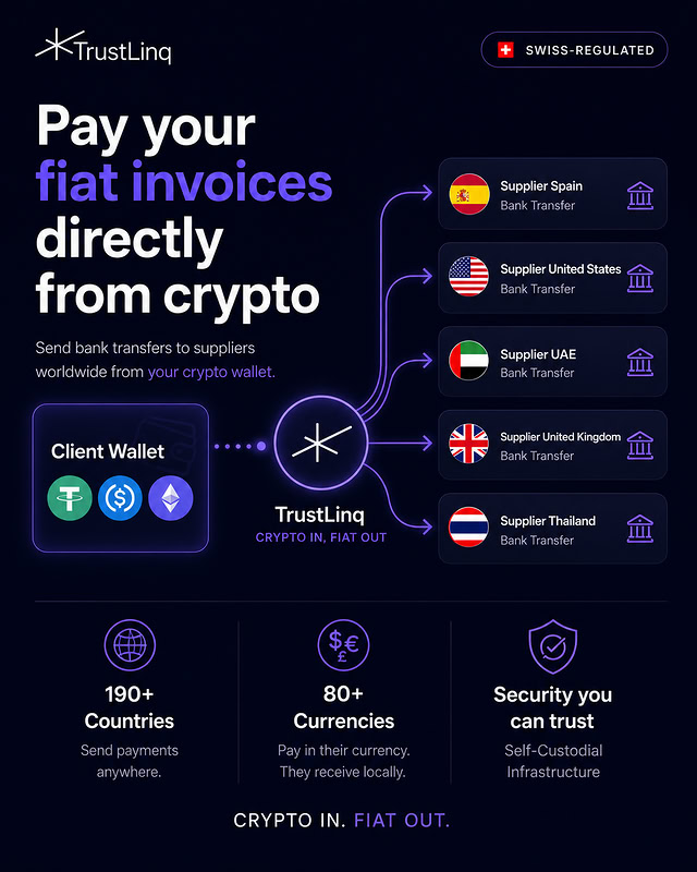 TrustLinq Facebook ad: Your Crypto. Their Bank Account.