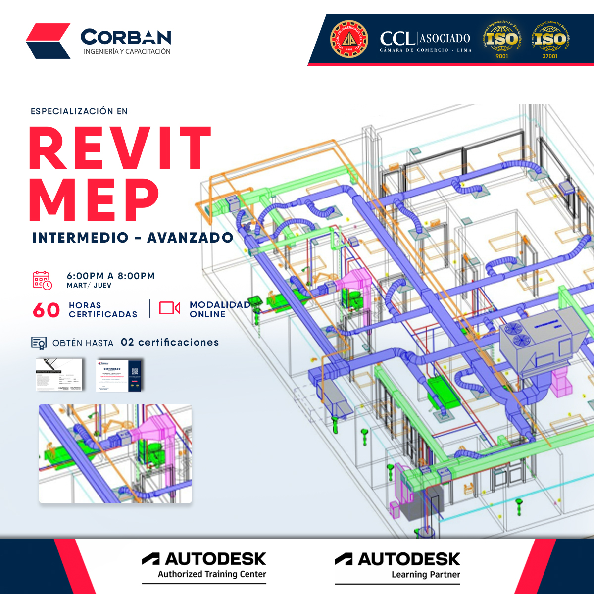 Corban Capacitación en Ingenieria Facebook ad: Especialízate en Revit MEP