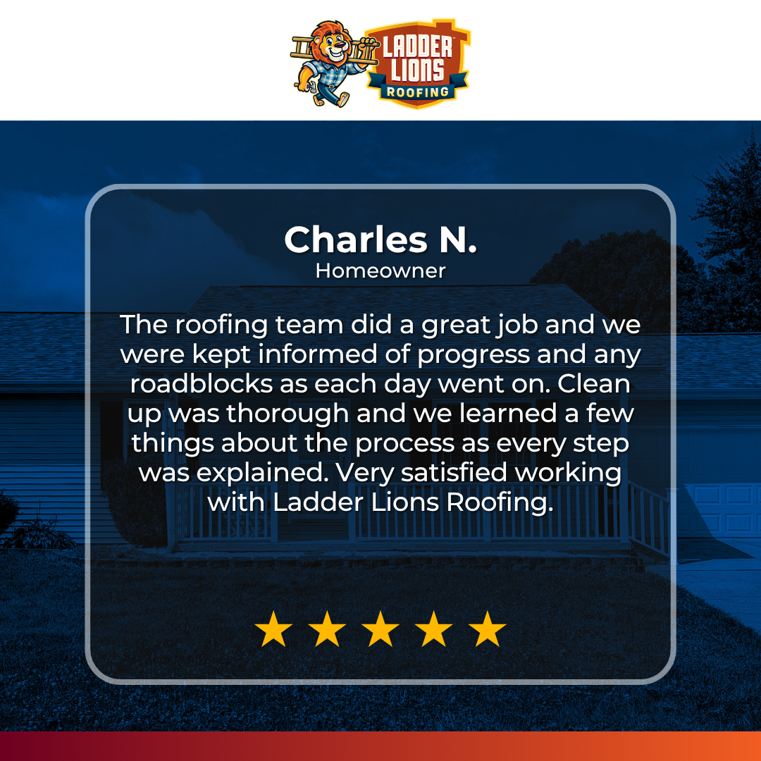 Ladder Lions Roofing Facebook ad: Top-Rated Roofing Services For 30+ Years