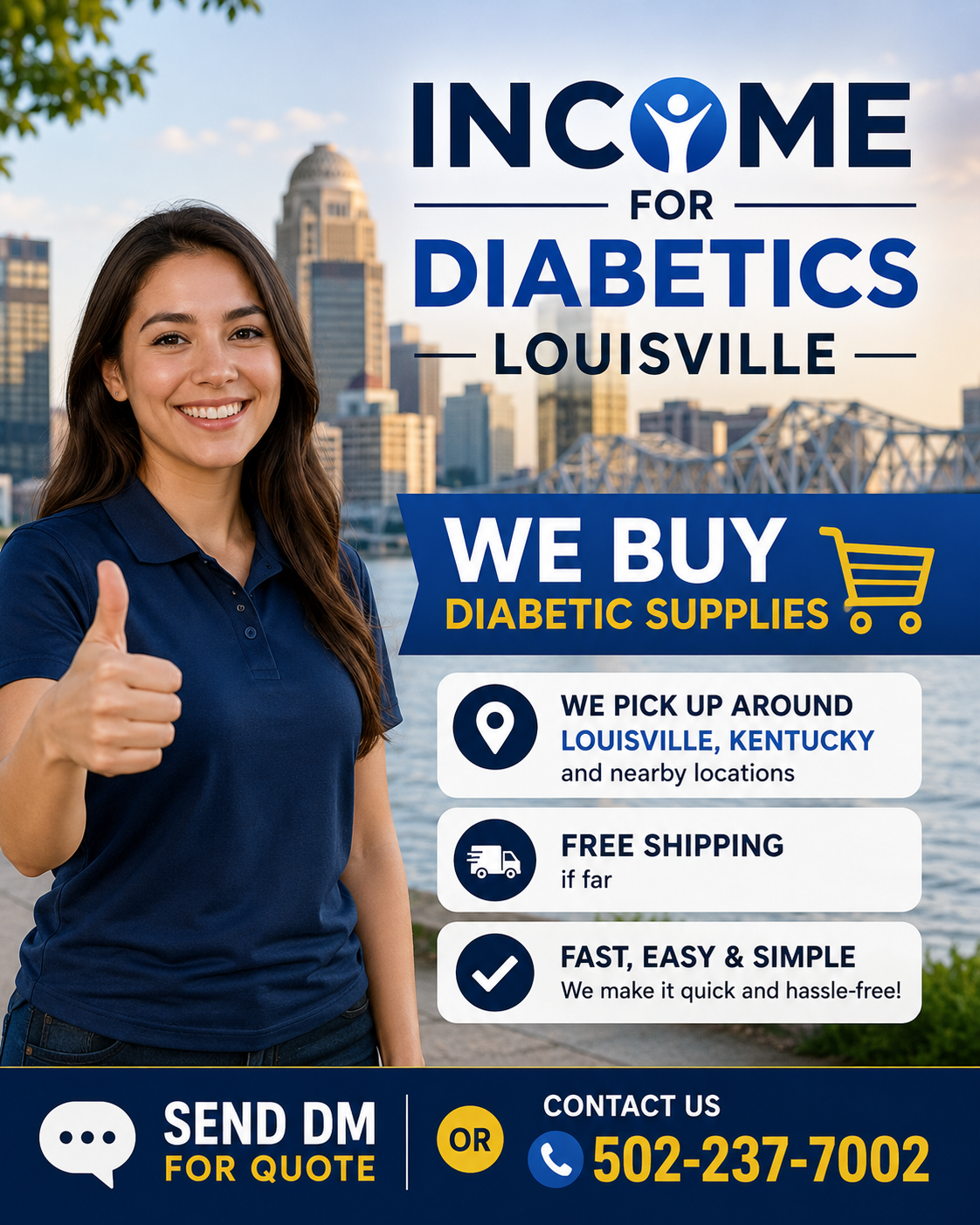 Income for Diabetics Louisville Facebook ad: Sell Your Diabetic Supplies Today!