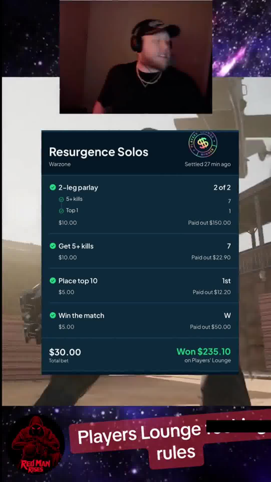 Players' Lounge Facebook ad: 50% Deposit Match Up To $1,000