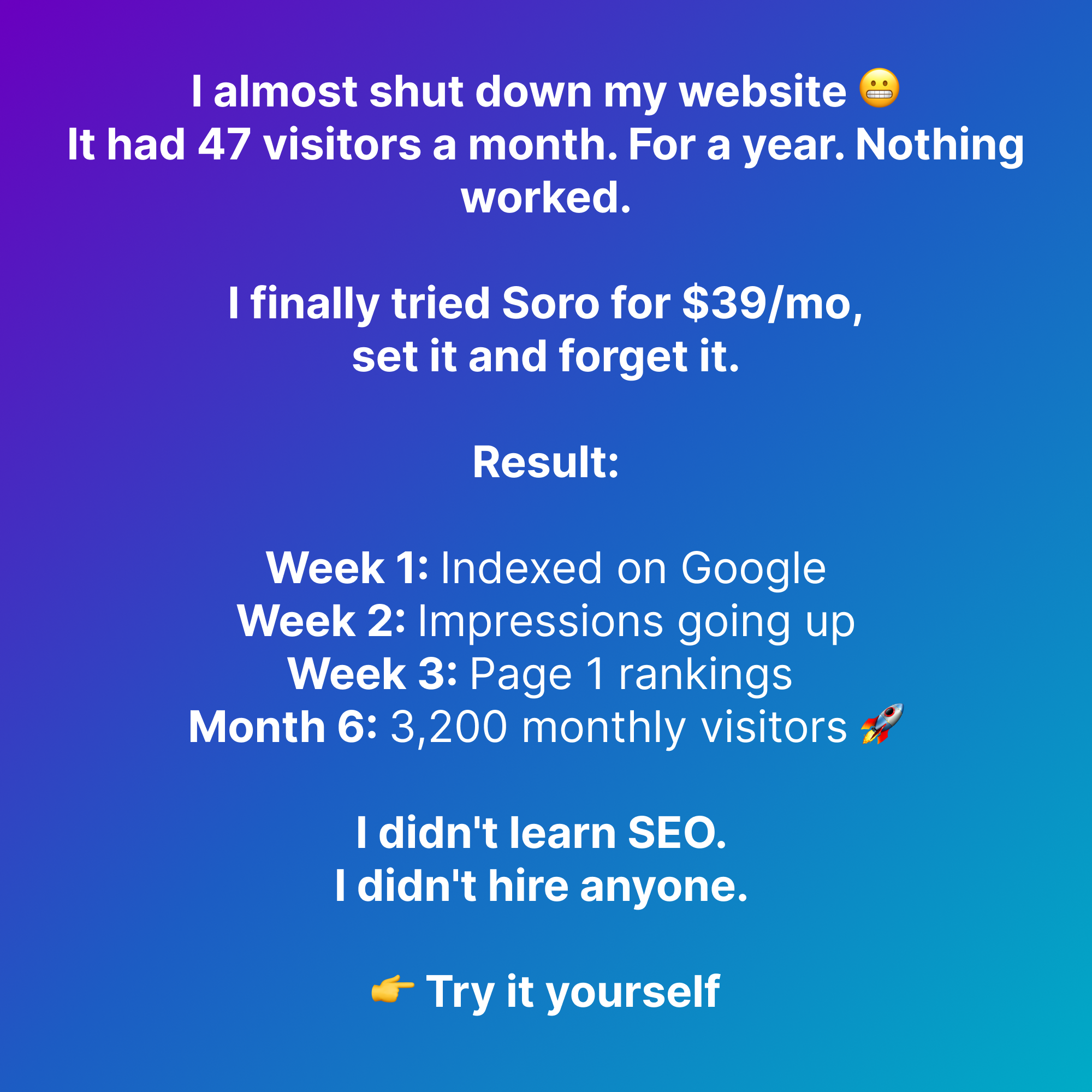 Soro SEO Facebook ad