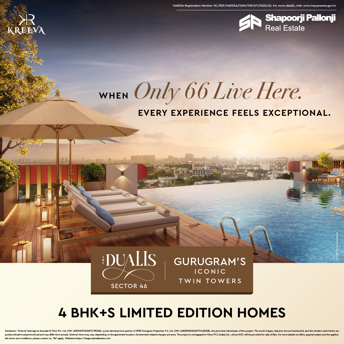 Shapoorji Pallonji Real Estate Facebook ad: Premium 4BHK+S at Sector 46 by Shapoorji