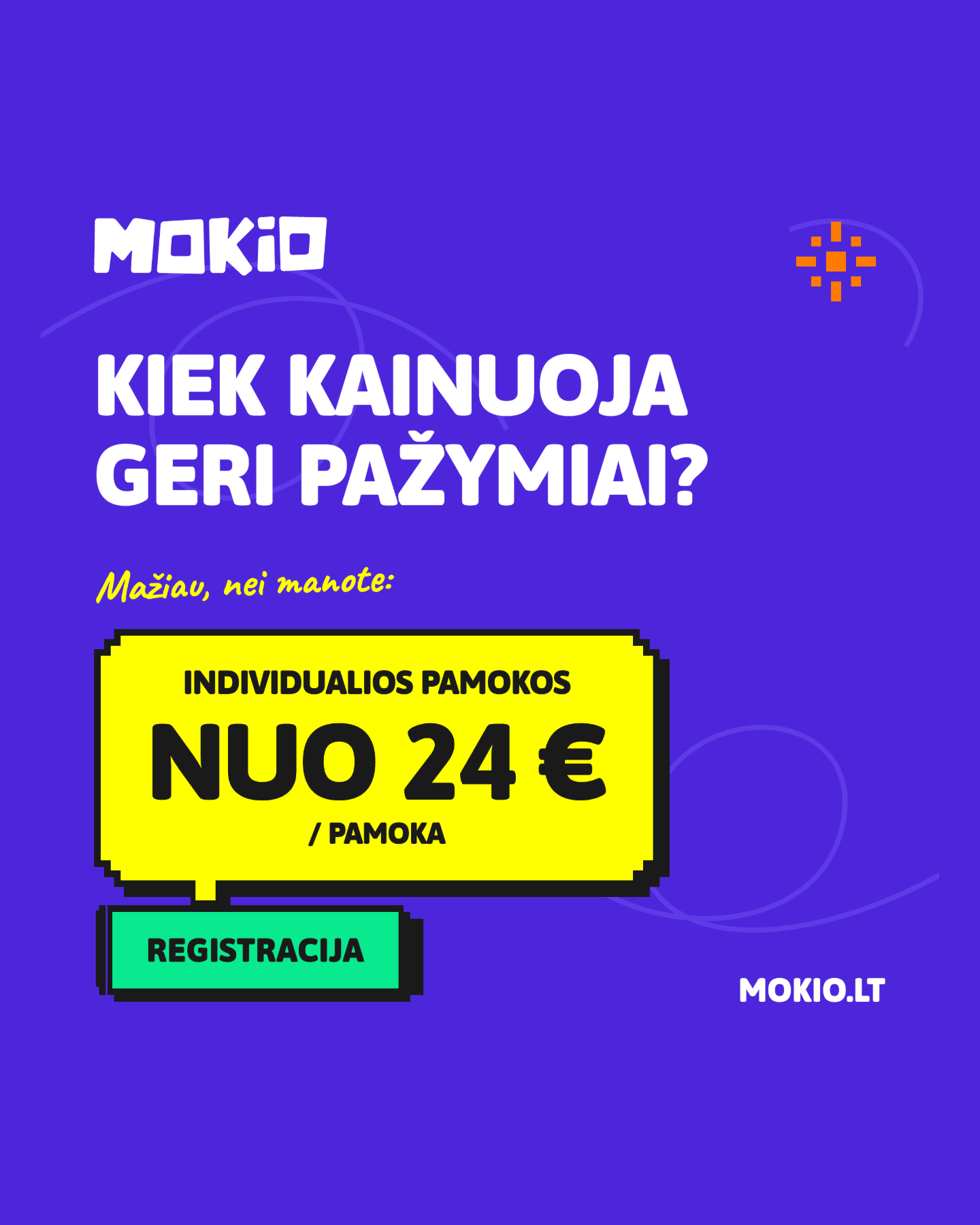 MOKIO Facebook ad: Individualios pamokos nuo 24 €