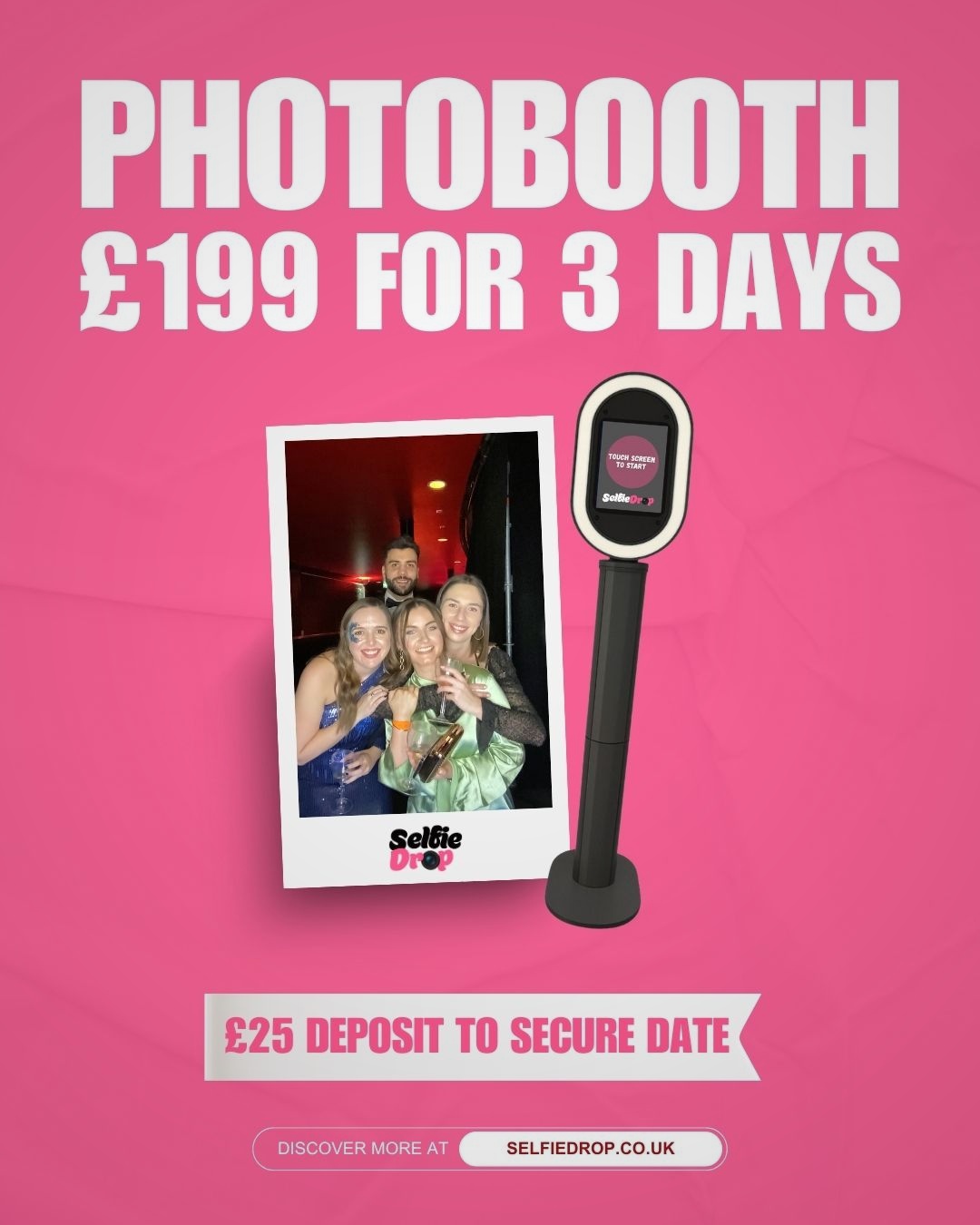 SelfieDrop Facebook ad: Wedding Photo Booth From £199