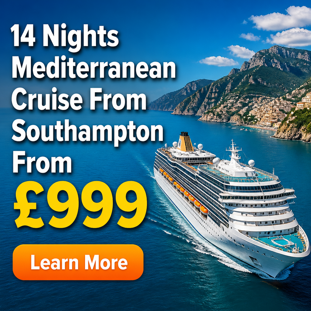The Safety Collective Facebook ad: Search for 14 Nights Mediterranean Cruise From Southampton…