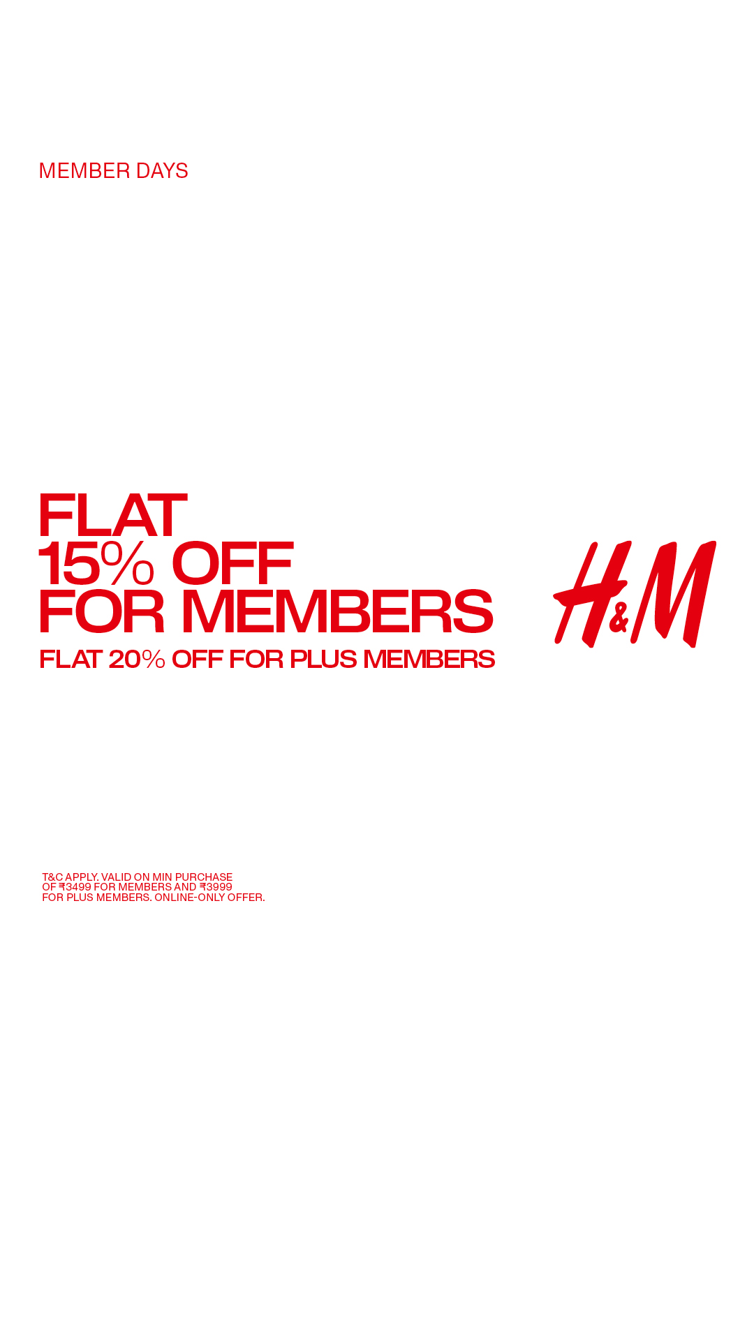 H&M Facebook ad: FLAT 15% OFF FOR MEMBERS