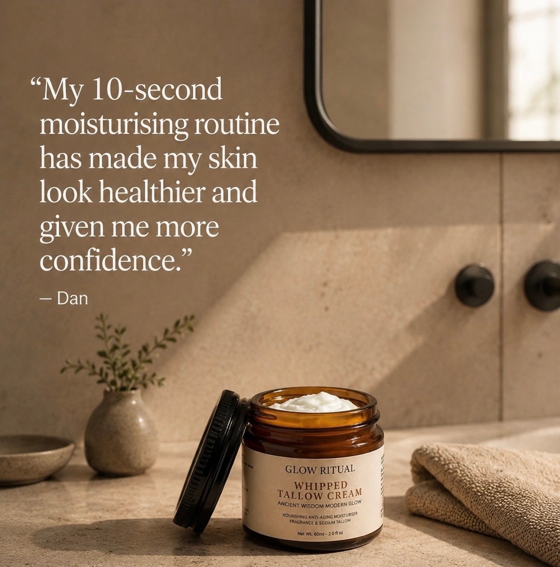 Glow Ritual Tallow Skincare Facebook ad: Tallow Moisturiser Australia | Glow Ritual Skin Actives