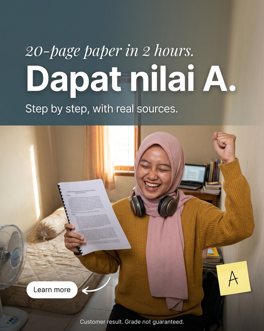 StudyTexter.com Facebook ad: Paper kamu dalam sekitar 2 jam